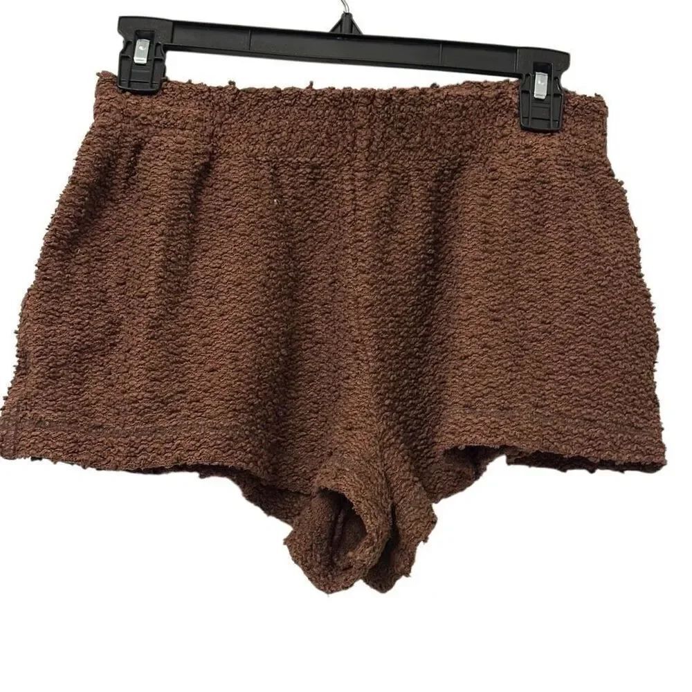 Urban Outfitters Out from Under Elastic Waist Boucle Knit Shorts Brown Small